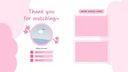 Pink Cute Youtube End Screen