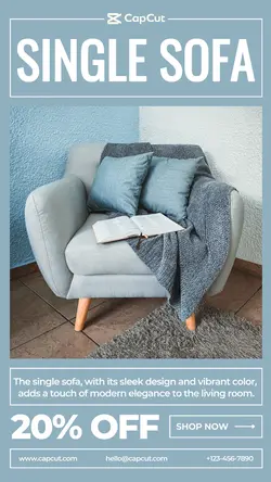 Blue Furniture Sofa Promotion Instagram Story