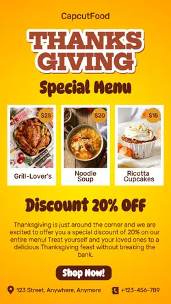 Thanksgiving Special Menu Instagram Story