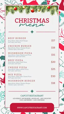 Christmas Menu restaurant