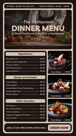 Non-marketing Menu Dinner