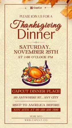 Thanksgiving  Dinner Invitation Instagram Story