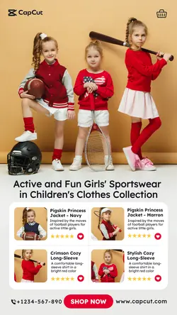5 Multi-product Image Children's Clothes Girls Sportswear Product Display