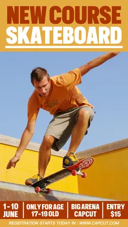 New Course Skateboard Promotion Instagram Story Yellow Flat Modern