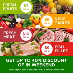 Foods & Beverage Fresh Fruits Meat Promotion