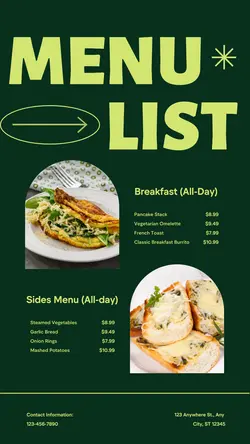 Food Product Menu List Tiktok Post