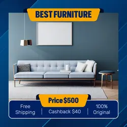 E-commerce Furniture Chair Product Hero Image Blue