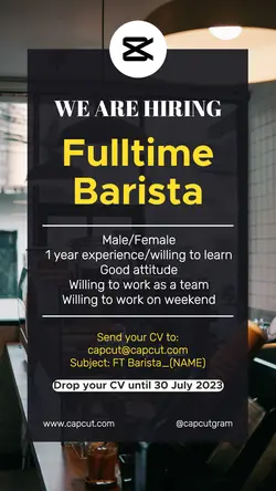 Business Recruitment Barista Instagram Story