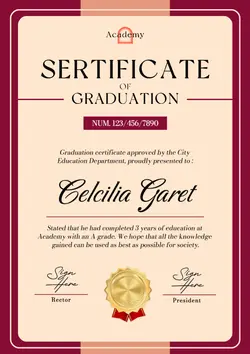 Non Marketing Certificate Red Cream Design