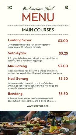 Food & Beverages Indonesian Food Menu