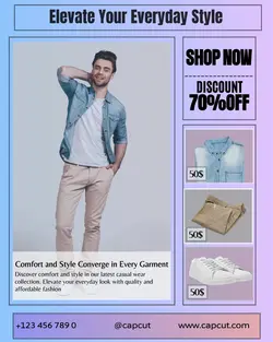 Promotion of contemporary stylish men's clothing for Instagram portraits