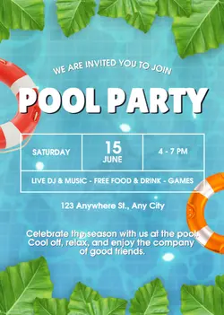 Non-marketing Pool Party Invitation