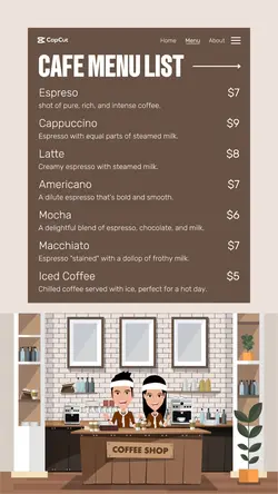 Cafe Menu List Instagram Story