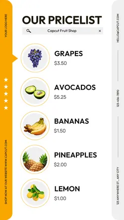 Food & Beverages Fruits Store Pricelist