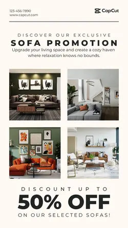 Living room sofa promotion instagram story