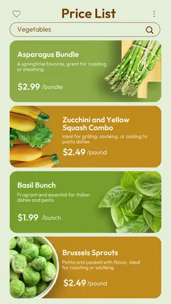 Vegetable Pricelist Instagram Story