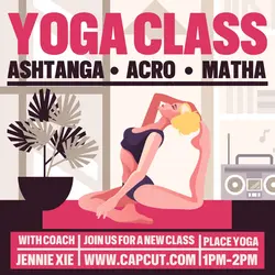 Yoga Class Promotion Instagram Post Pink Cream Black Flat