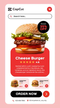 Burger Promotion UI Style Story