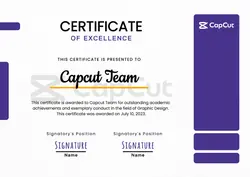 Non-marketing Certificate of Excellence