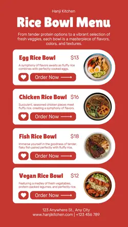 Rice Bowl Menu List Promotion Instagram Story
