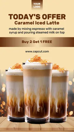 Food & Beverage Caramel Iced Latte Promotion Story