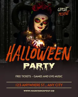 Black Haunted Halloween Party Instagram Portrait