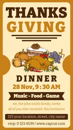 Thanksgiving Happy dinner invitation instagram post