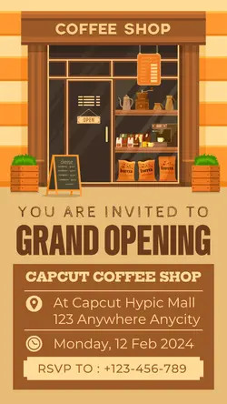 Food & Beverage Coffee Shop Grand Opening Invitation Template Instagram Story