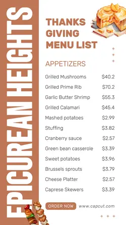 Thanksgiving Menu List Tiktok Post