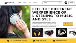 White and Yellow Minimalist Headphone Store Website