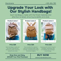 Fashion handbags product display Instagram post