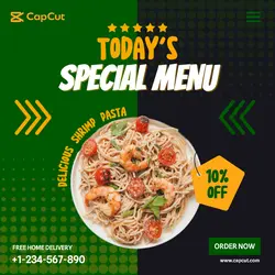 Food Pasta Menu Instagram Post Green Black