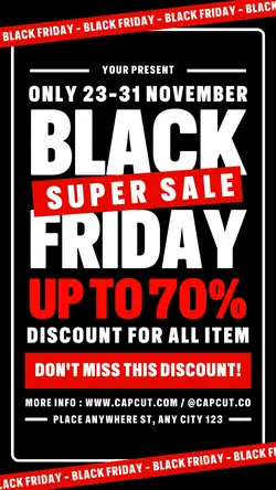 Black Friday Promotion Instagram Story Black Red Modern