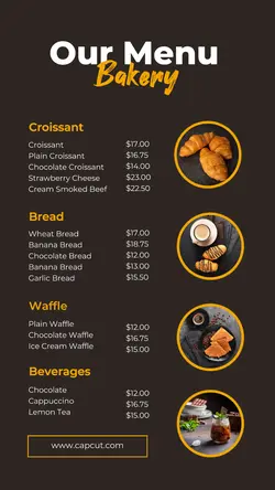 Food Bakery Menu Instagram Story Simple Yellow