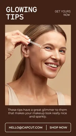 Beauty Glowing Tips Product Display Instagram Story