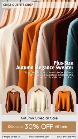 Fashion Plus Size Autumn Sweater Promo Instagram Story