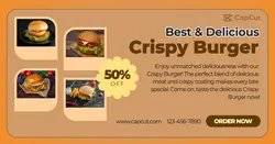 Best Delicious Crispy Burger Facebook App Ad
