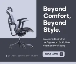 Dark Grey Minimalist Ergonomic Chair Facebook Post