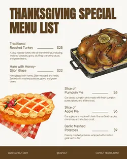 Thanksgiving Special Menu Instagram Post