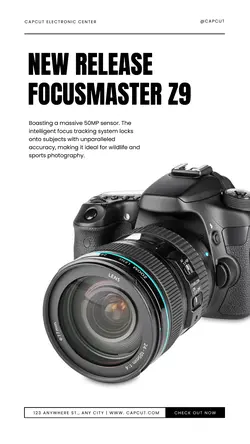 Black Minimalist Camera Product New Release Instagram Story
