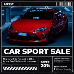 Black Modern Car Sport Sale Display Product Instagram Post