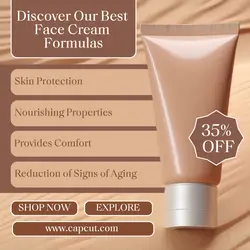 Beauty and Personal Care, soft brown facial cream instagram post template