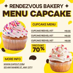 Food Cupcake Bakery Product Display Instagram Post Yello Flat Modern