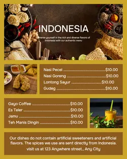 Food Indonesia Restaurant Menu