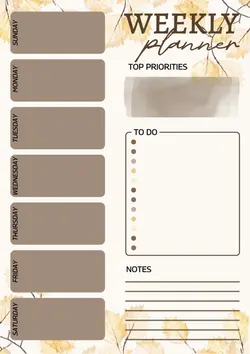 Non Marketing Planner & Schedule Autumn Weekly Planner