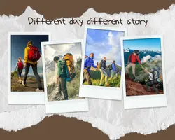 Non-marketing photo collage torn paper brown different day different story
