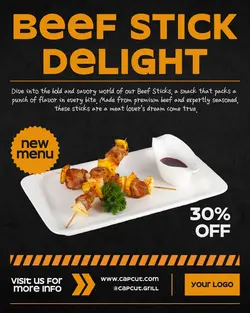 Food Beef Stick Promo Instagram Post 4 Black Background