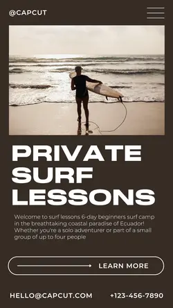Business Private Surf Lessons Product Display Instagram Story