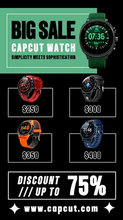 Fashion Watch Big Sale Instagram Story Black Green