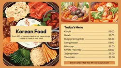 Korean Food Restaurant Menu
